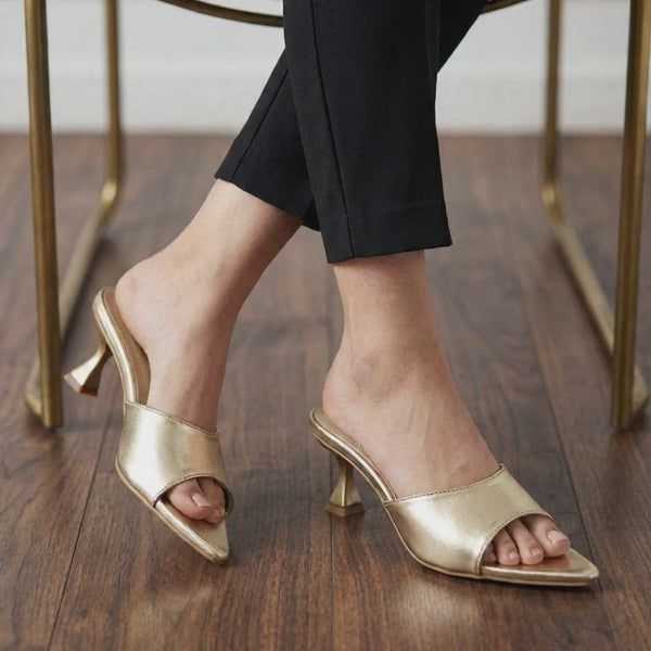 Gold Gloss Slide Heel